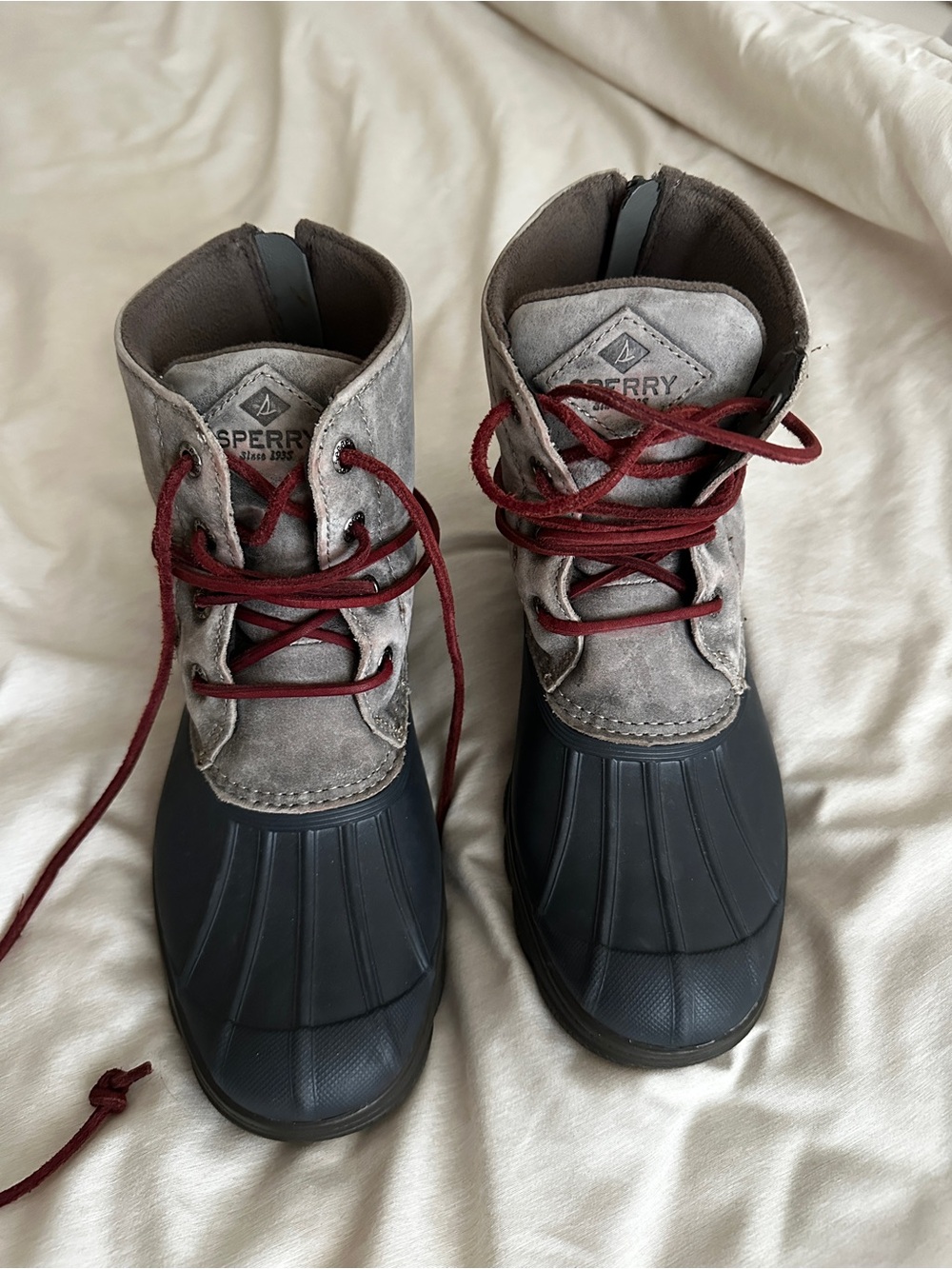Sperry rain boots top sider saltwater wedge fleece lined waterproof lace up